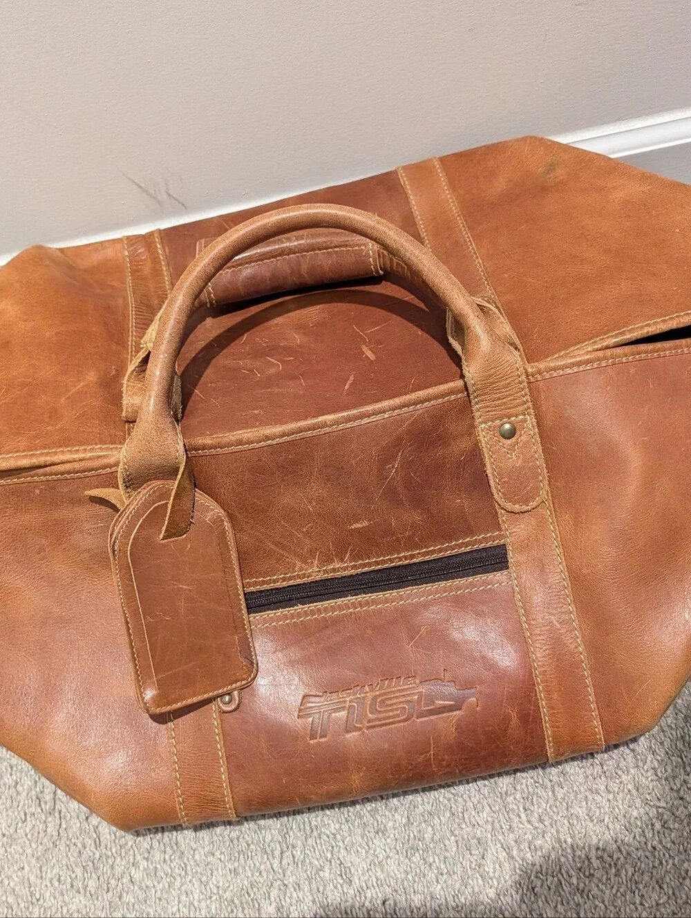 Brown Leather Duffel Weekender Bag - Classic Travel Tote Made In India
